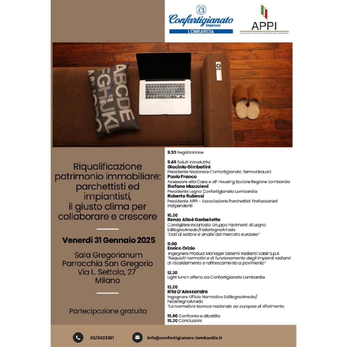 volantino incontro parchettisti e impiantisti